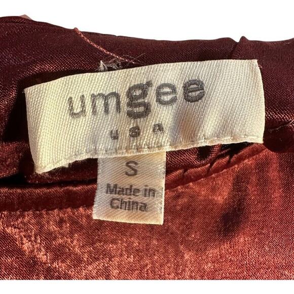 Umgee Long Maxi Satin Dress Womens S Burgundy Whimsigoth Ethereal Fairy Grunge - Picture 10 of 12